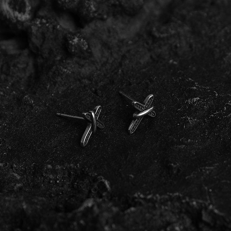 Black Cross Stud Earrings