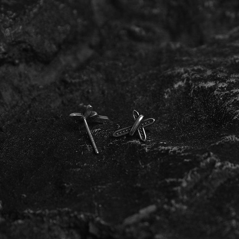 Black Cross Stud Earrings