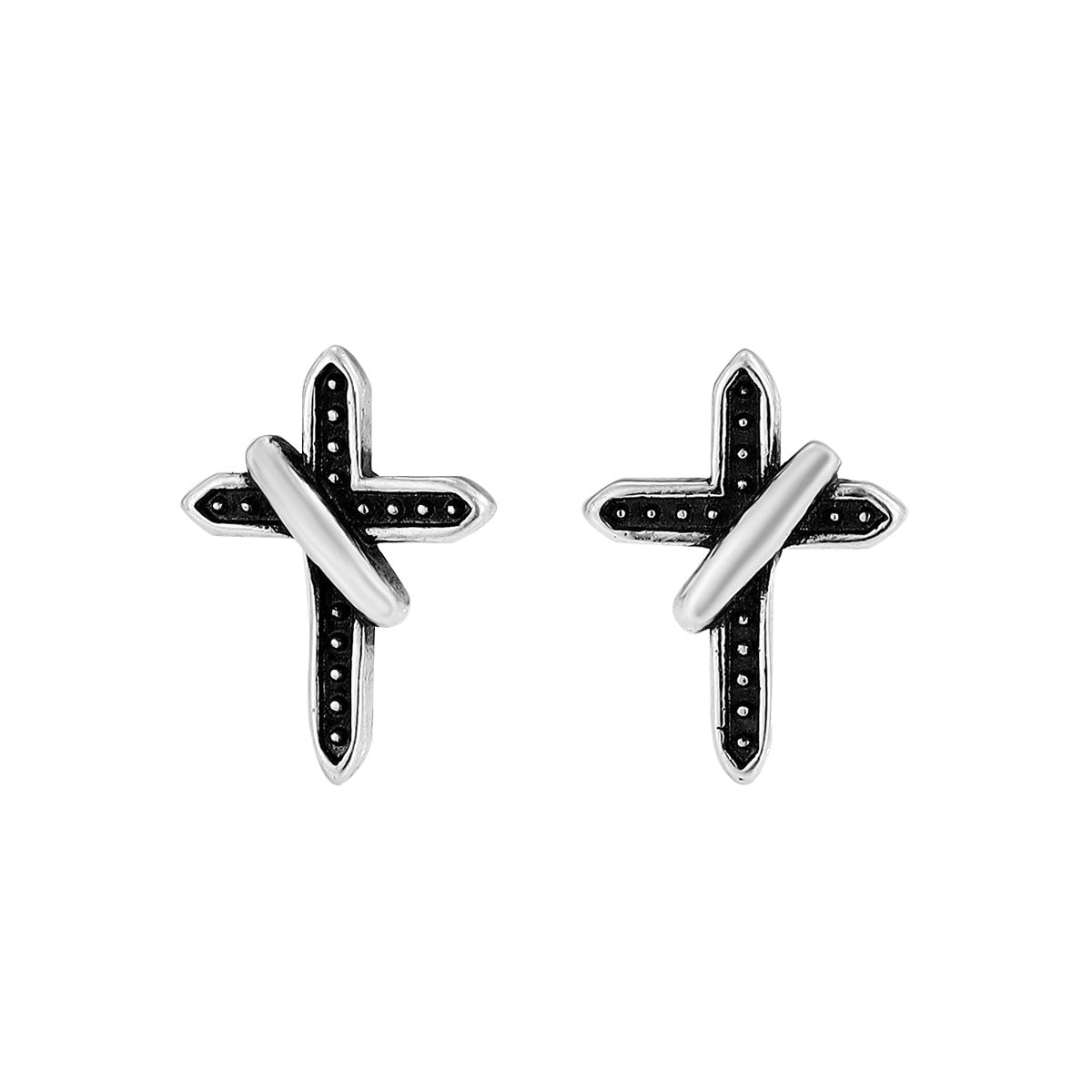 Black Cross Stud Earrings