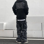 Black Denim Cargo Pants