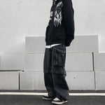 Black Denim Cargo Pants