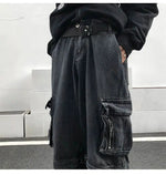 Black Denim Cargo Pants