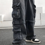 Black Denim Cargo Pants