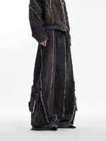 Black Denim Jacket Wide-leg Pants Suit