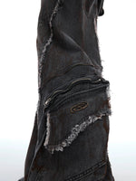 Black Denim Jacket Wide-leg Pants Suit