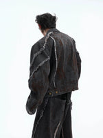 Black Denim Jacket Wide-leg Pants Suit