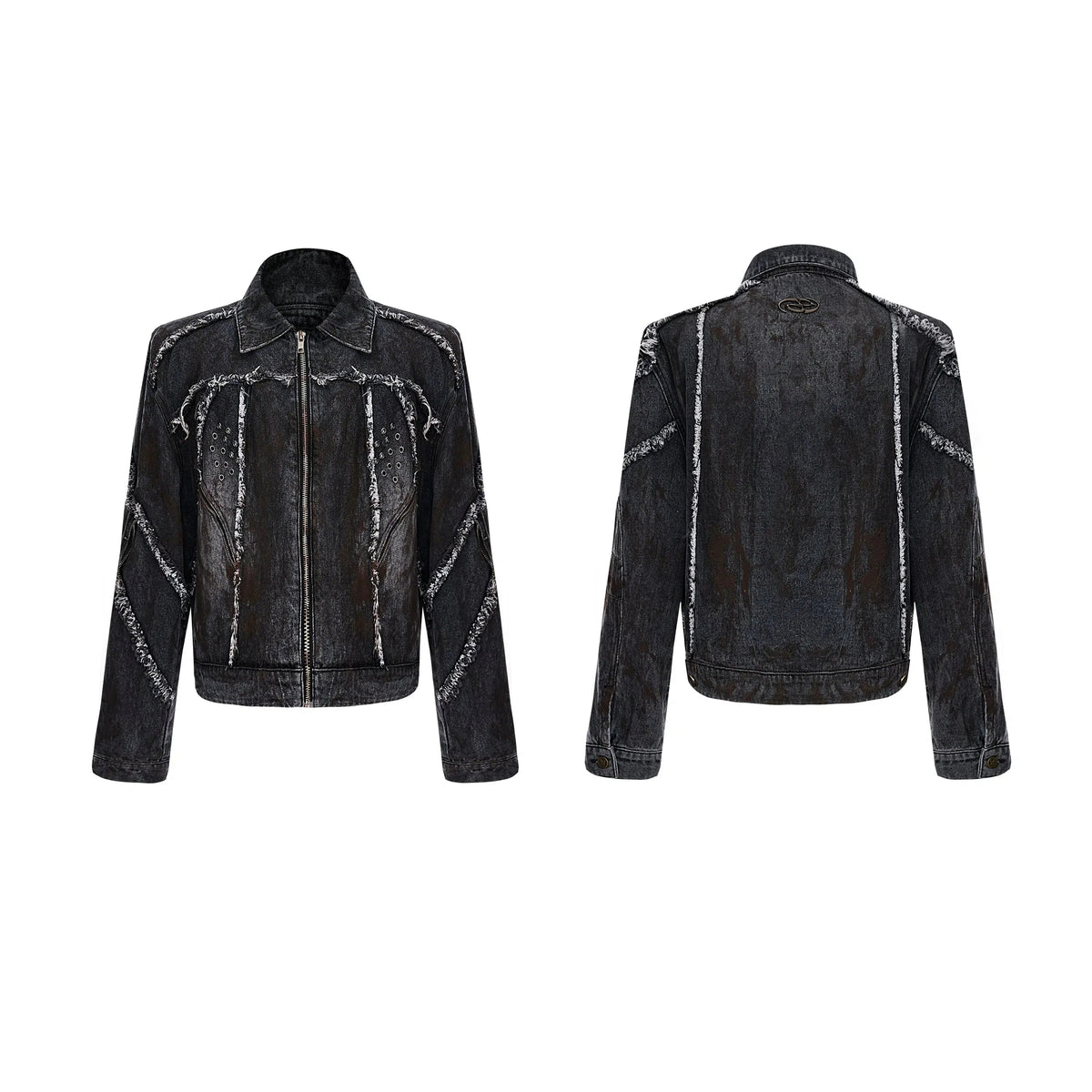 Black Denim Jacket Wide-leg Pants Suit