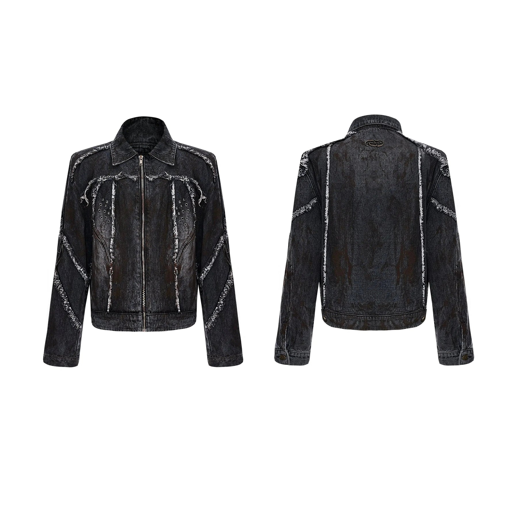 Black Denim Jacket Wide-leg Pants Suit