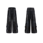 Black Denim Jacket Wide-leg Pants Suit