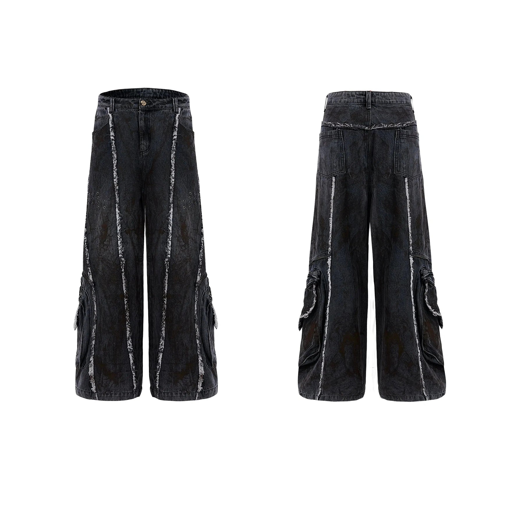 Black Denim Jacket Wide-leg Pants Suit