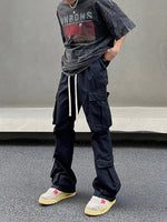 Black Drawstring Large Pocket Cargo Pants