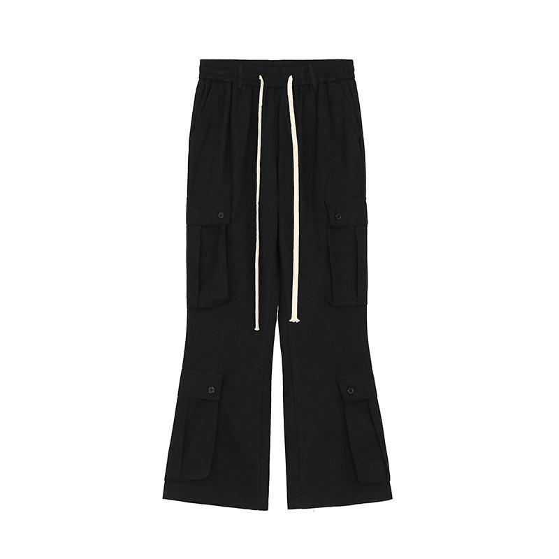 Black Drawstring Large Pocket Cargo Pants