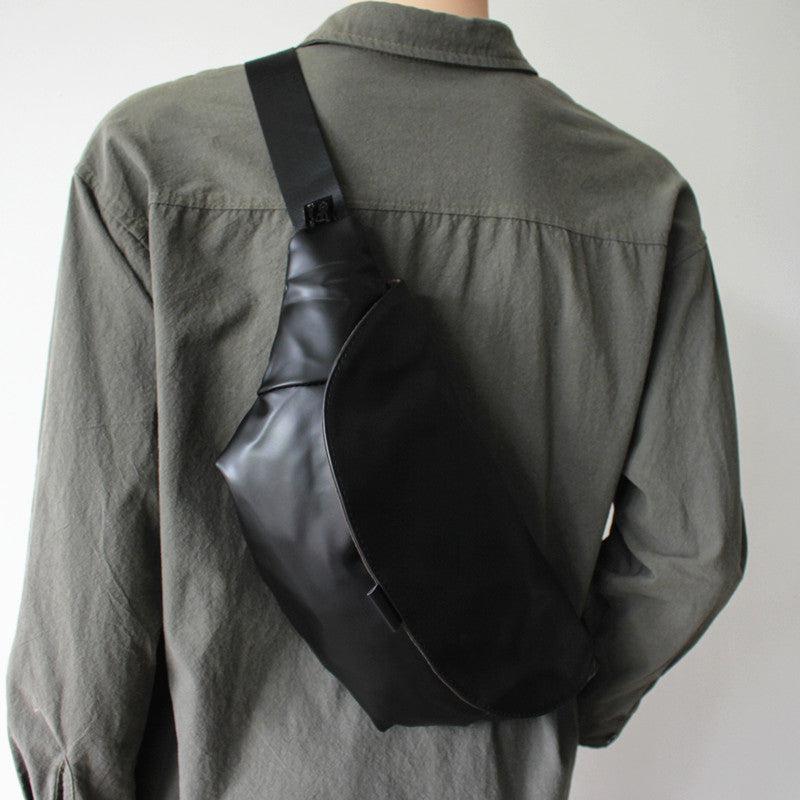 Black Faux Leather Crossbody Chest Bag