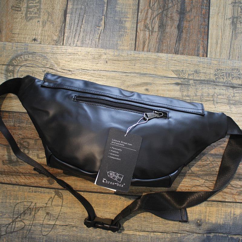 Black Faux Leather Crossbody Chest Bag