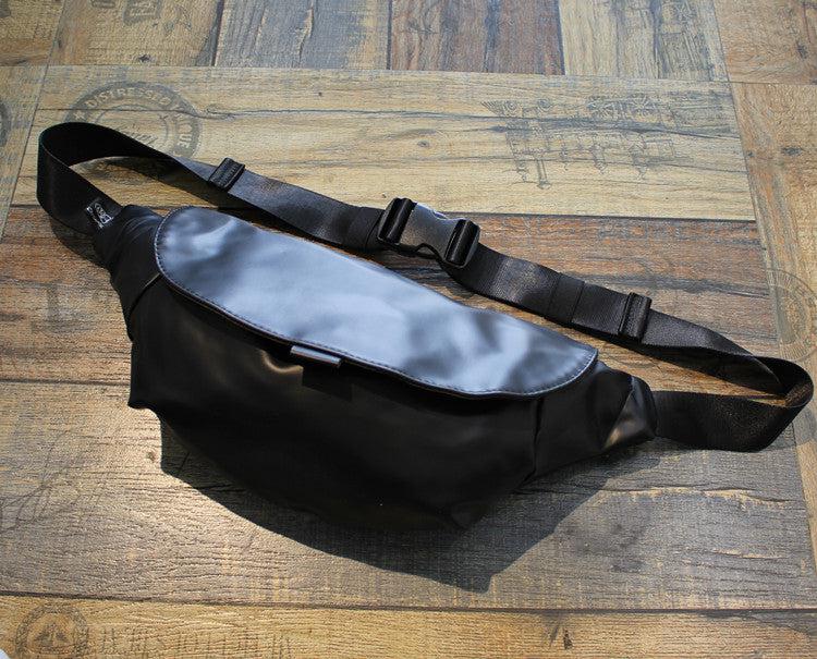 Black Faux Leather Crossbody Chest Bag