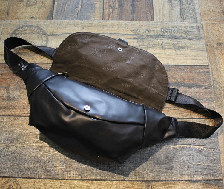 Black Faux Leather Crossbody Chest Bag