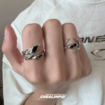 Black Gemstone Metal Ring