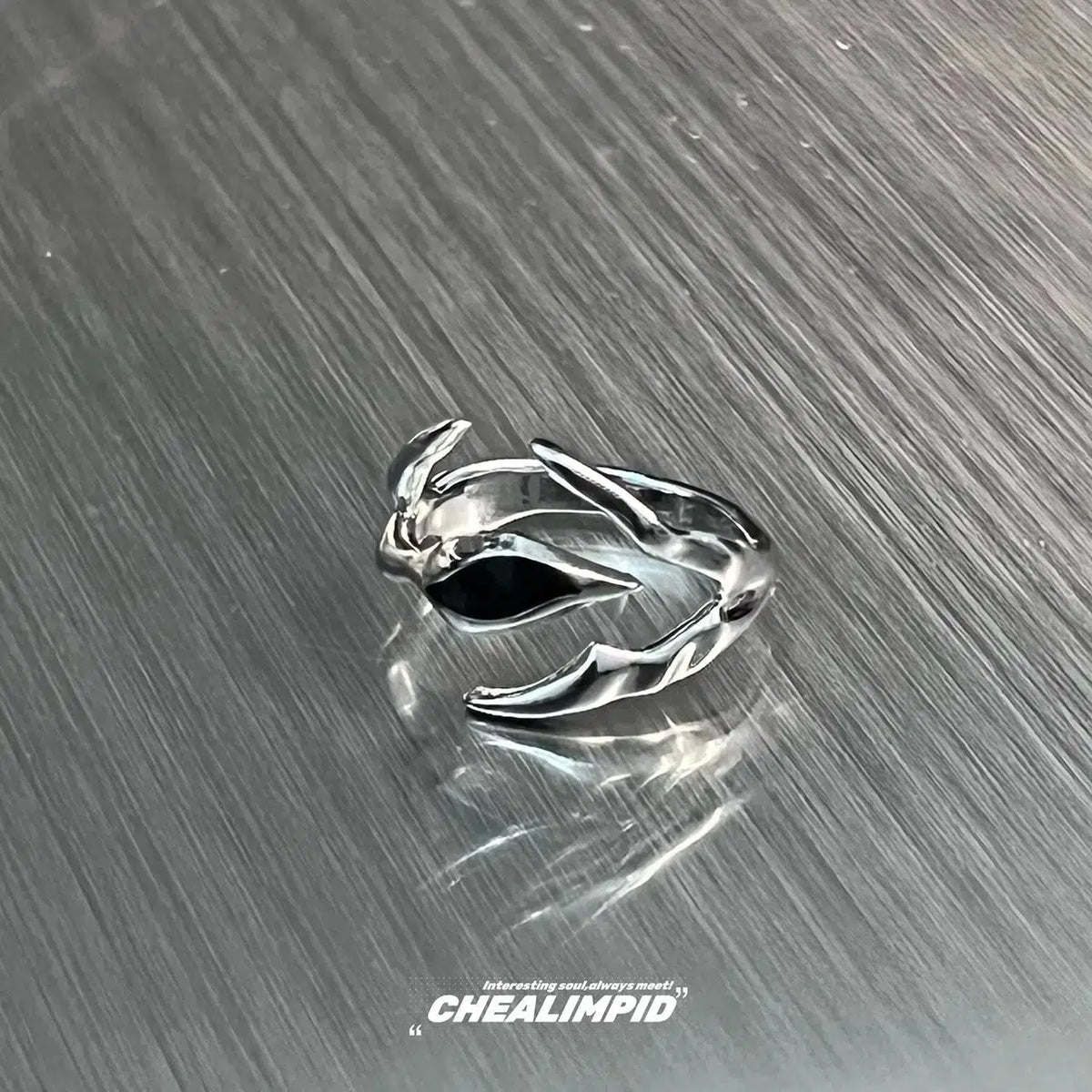 Black Gemstone Metal Ring