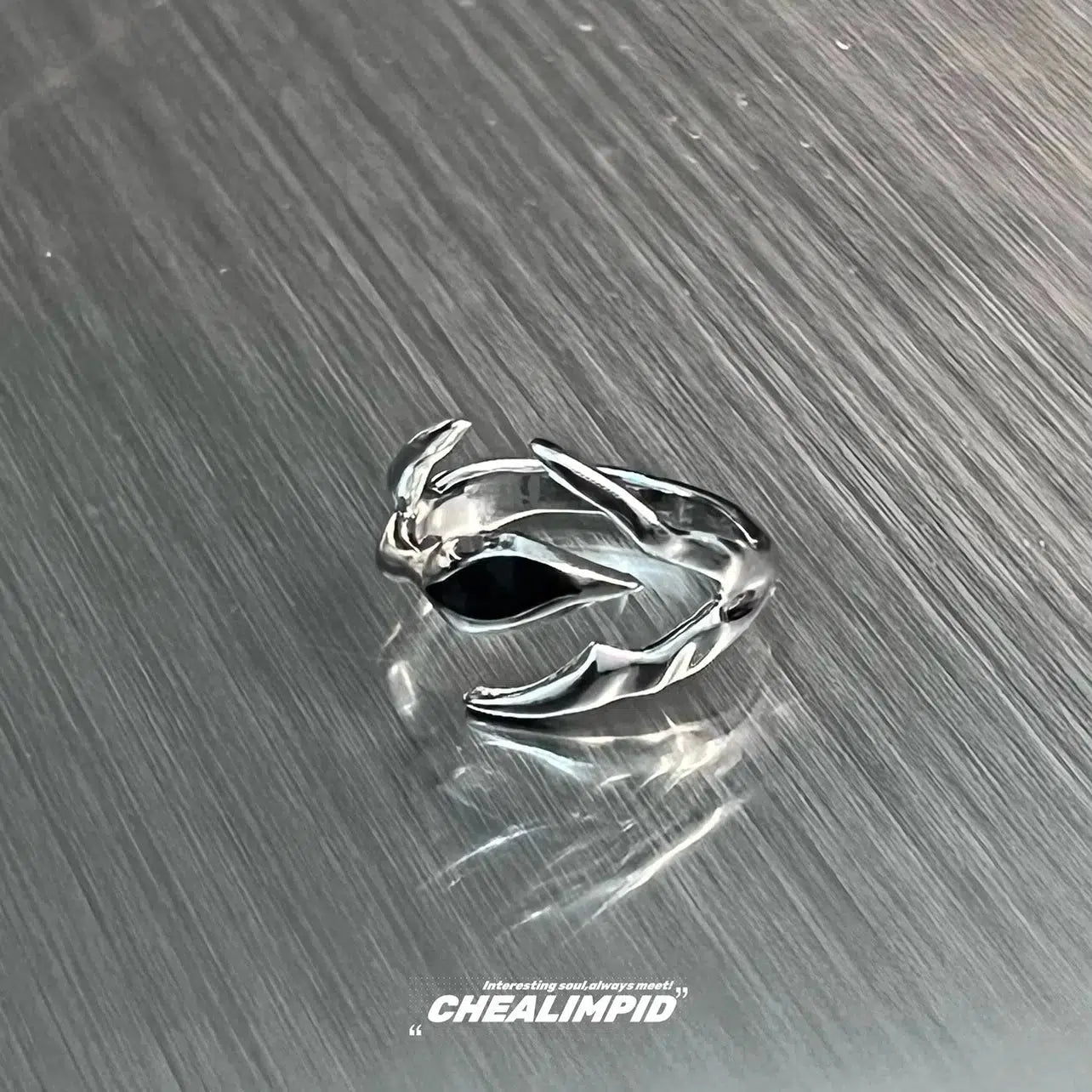 Black Gemstone Metal Ring