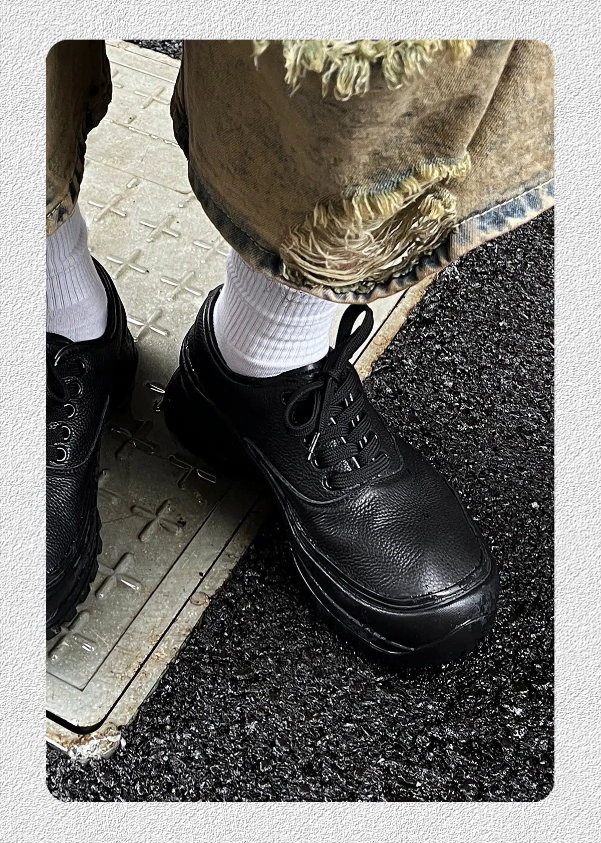 Black Lace-up Leather Shoes