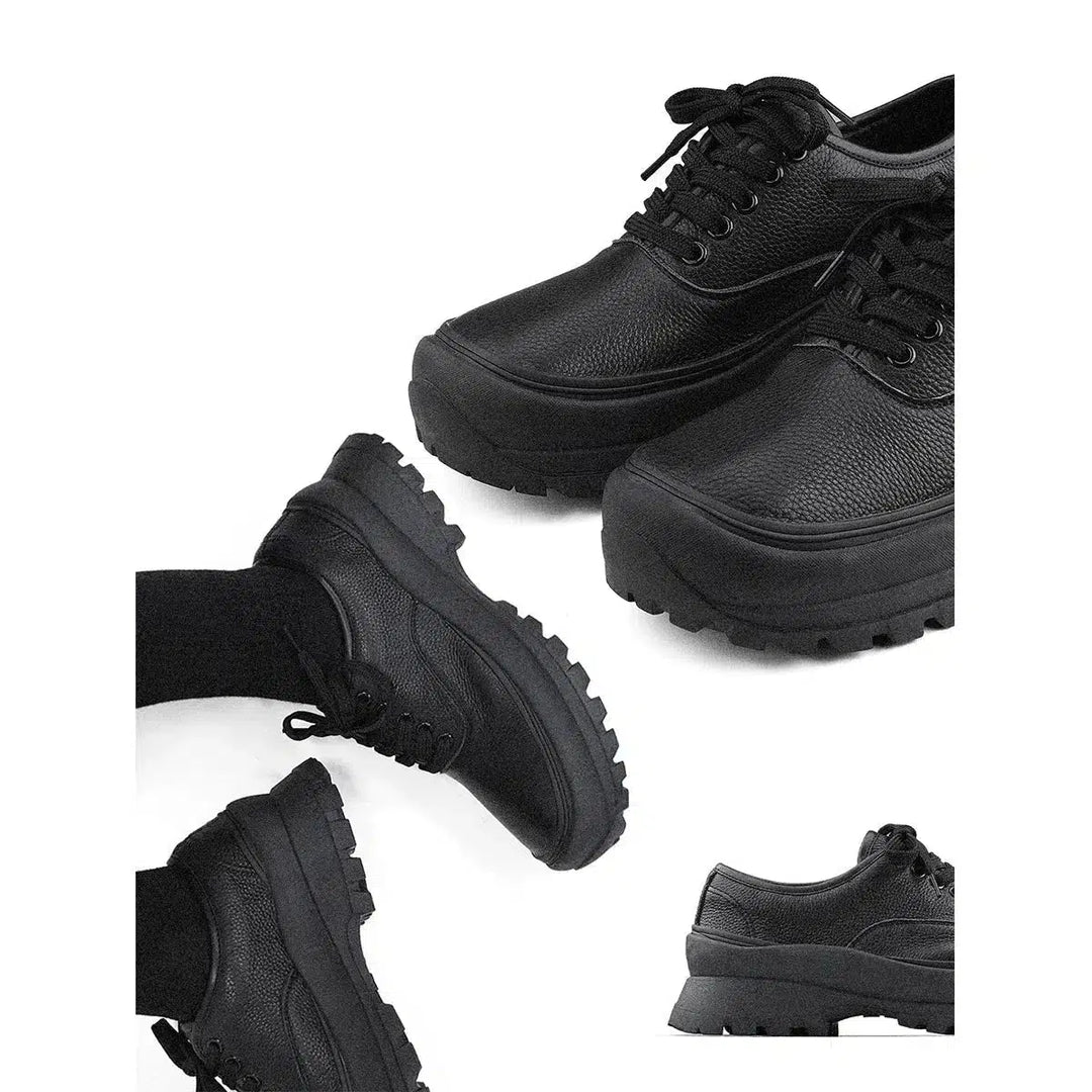 Black Lace-up Leather Shoes