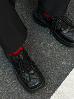 Black Leather Chunky Sneakers