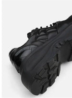 Black Leather Chunky Sneakers