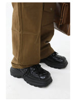 Black Leather Chunky Sneakers