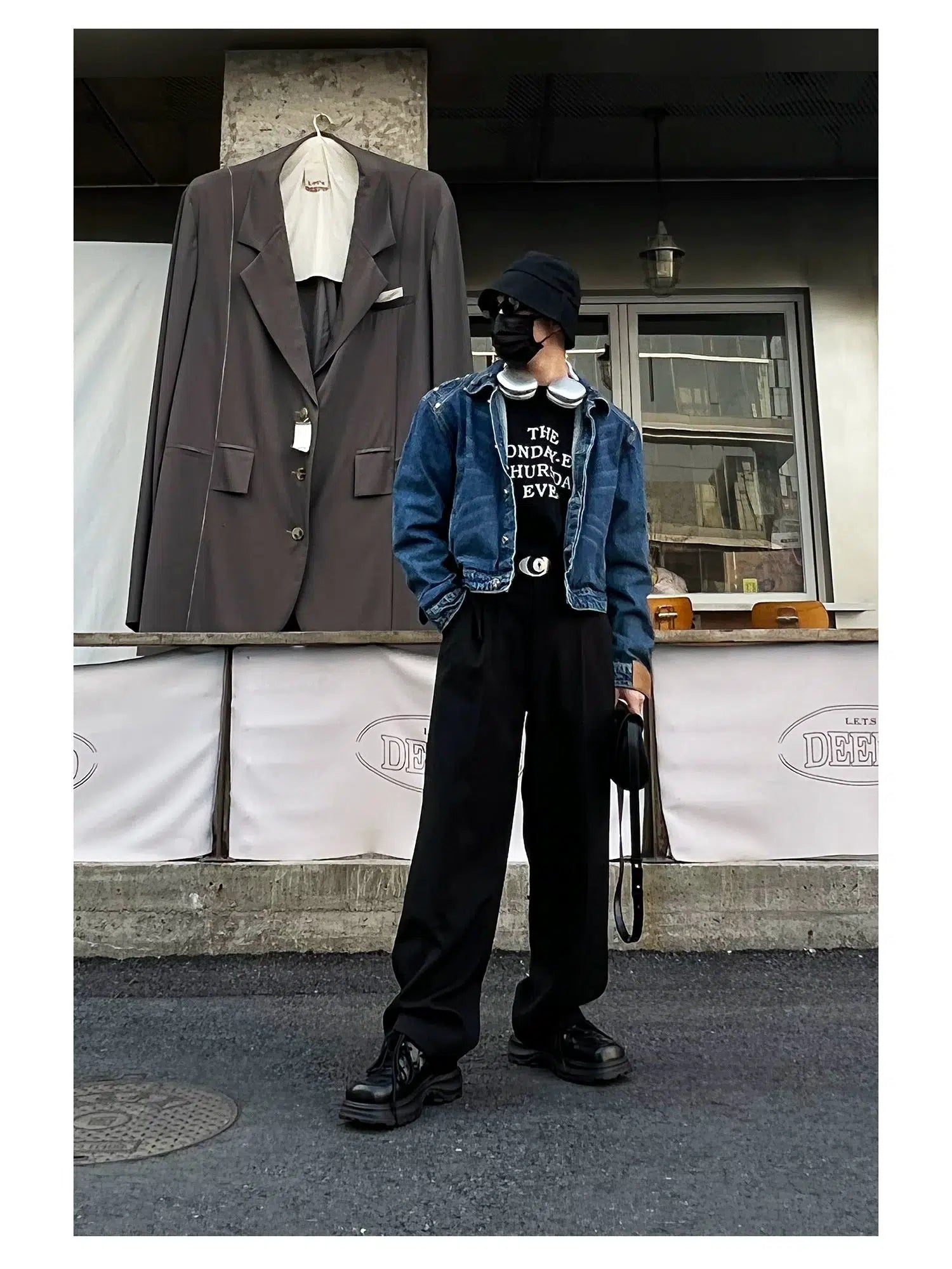 Black Leather Chunky Sneakers