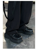 Black Leather Chunky Sneakers