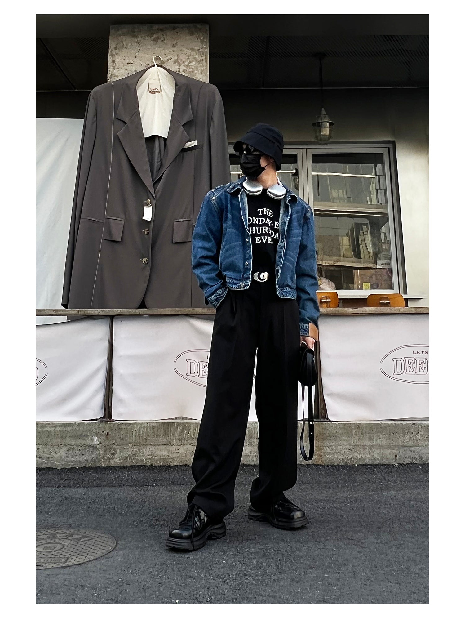 Black Leather Chunky Sneakers