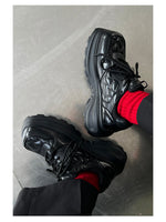 Black Leather Chunky Sneakers