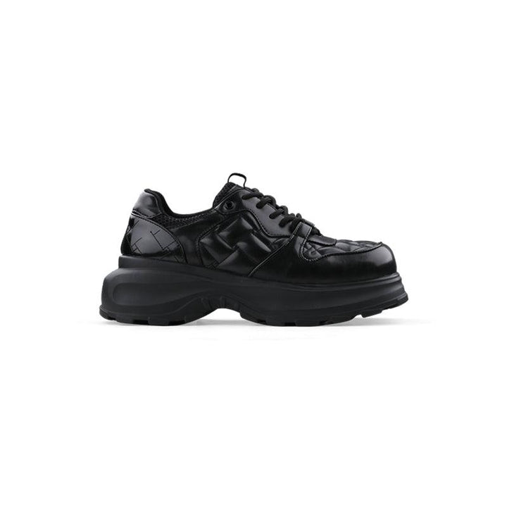 Black Leather Chunky Sneakers