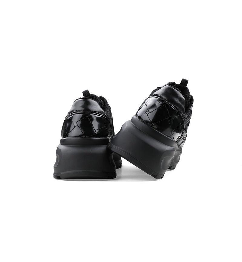 Black Leather Chunky Sneakers