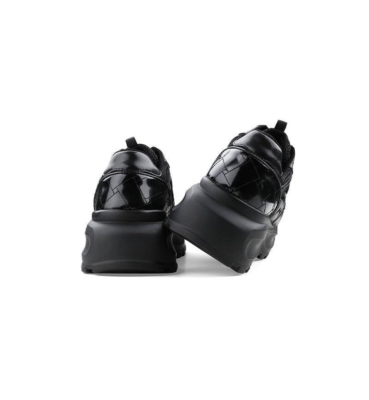 Black Leather Chunky Sneakers