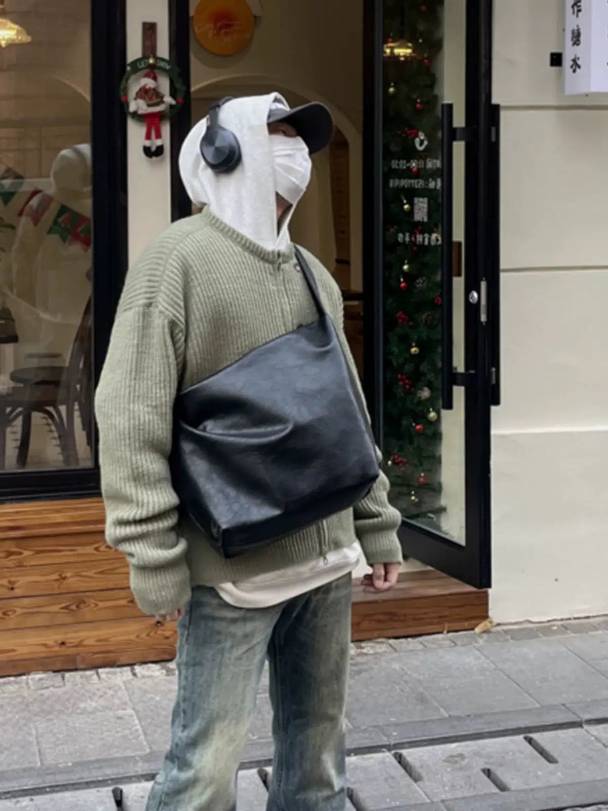 Black Leather Crossbody Bag