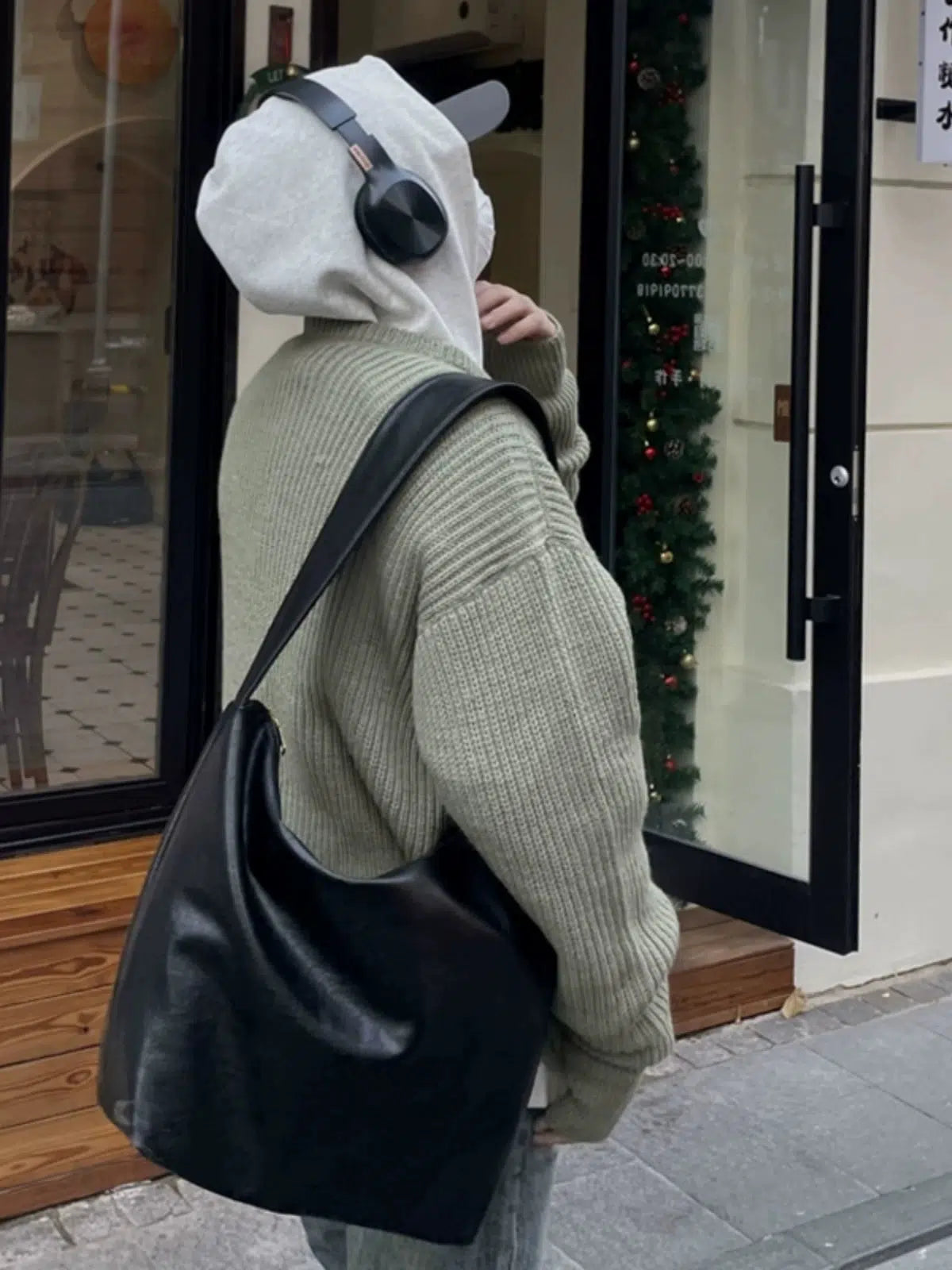 Black Leather Crossbody Bag