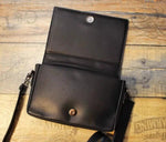 Black Leather Plaid Cross-body Bag