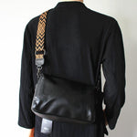 Black Leather Zipper Shoulder Bag