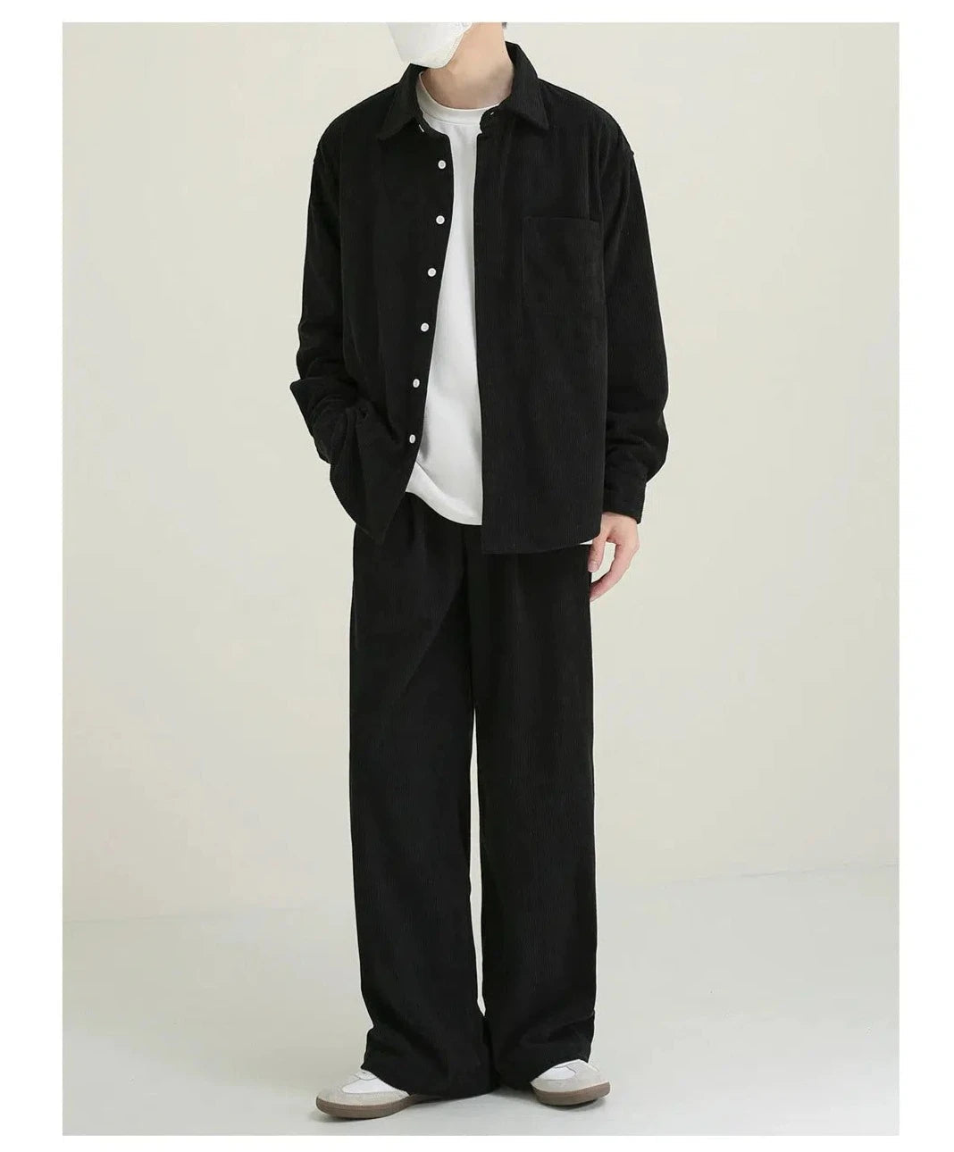 Black Long Sleeve Corduroy Shirt