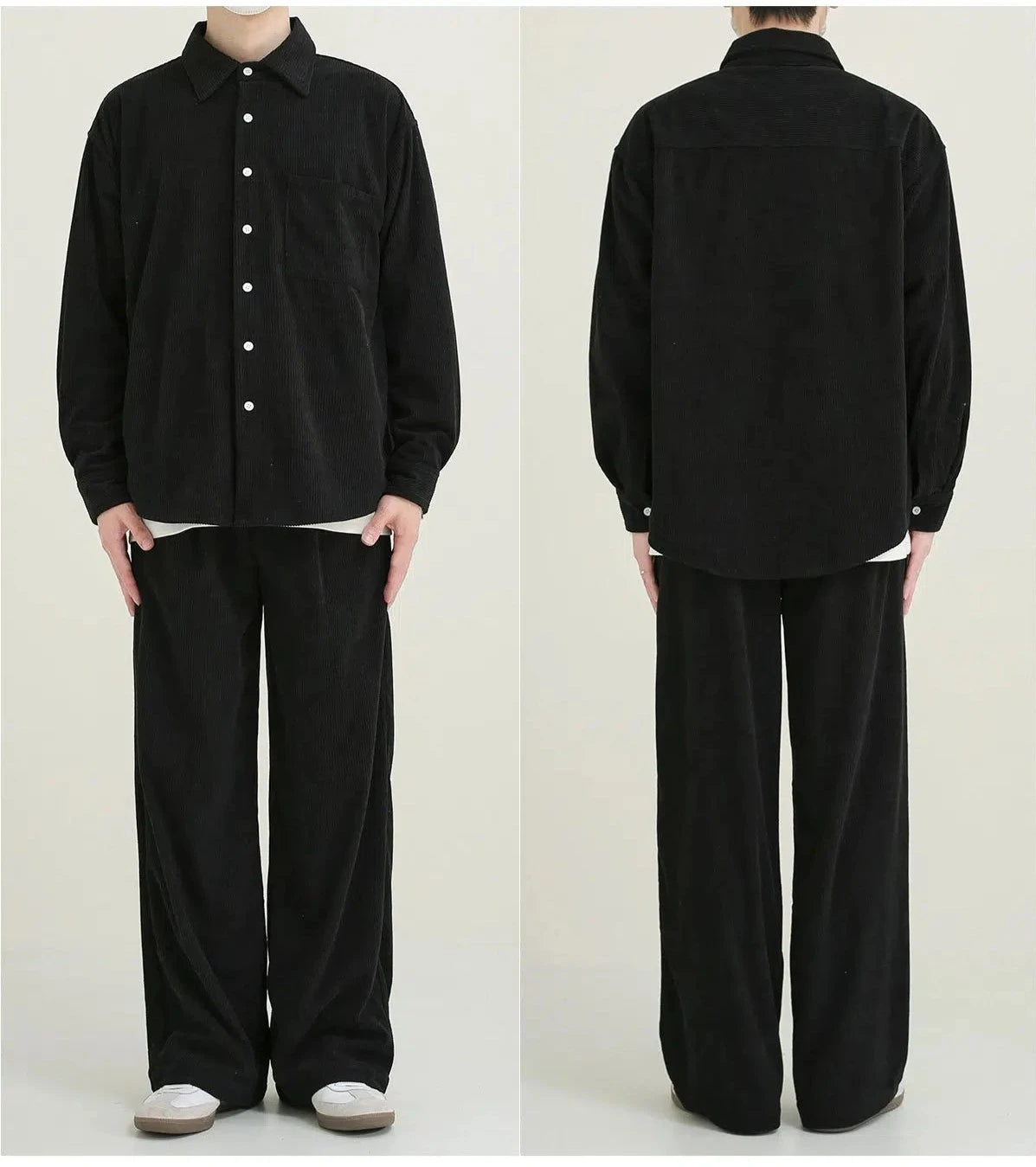 Black Long Sleeve Corduroy Shirt