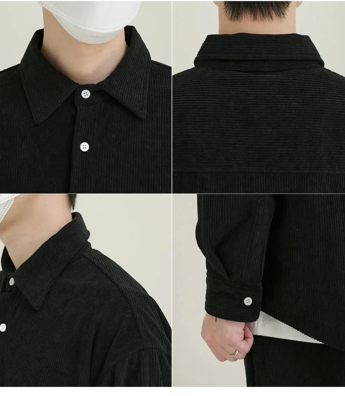 Black Long Sleeve Corduroy Shirt