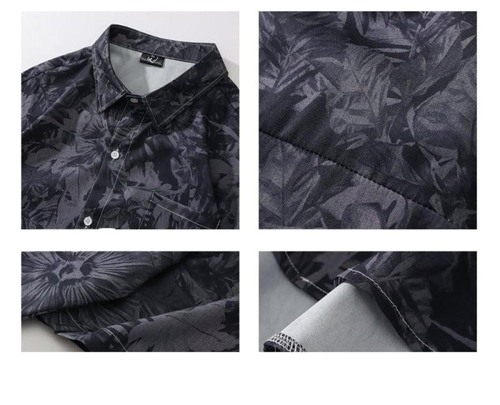 Black Short Sleeve Beach Shirt