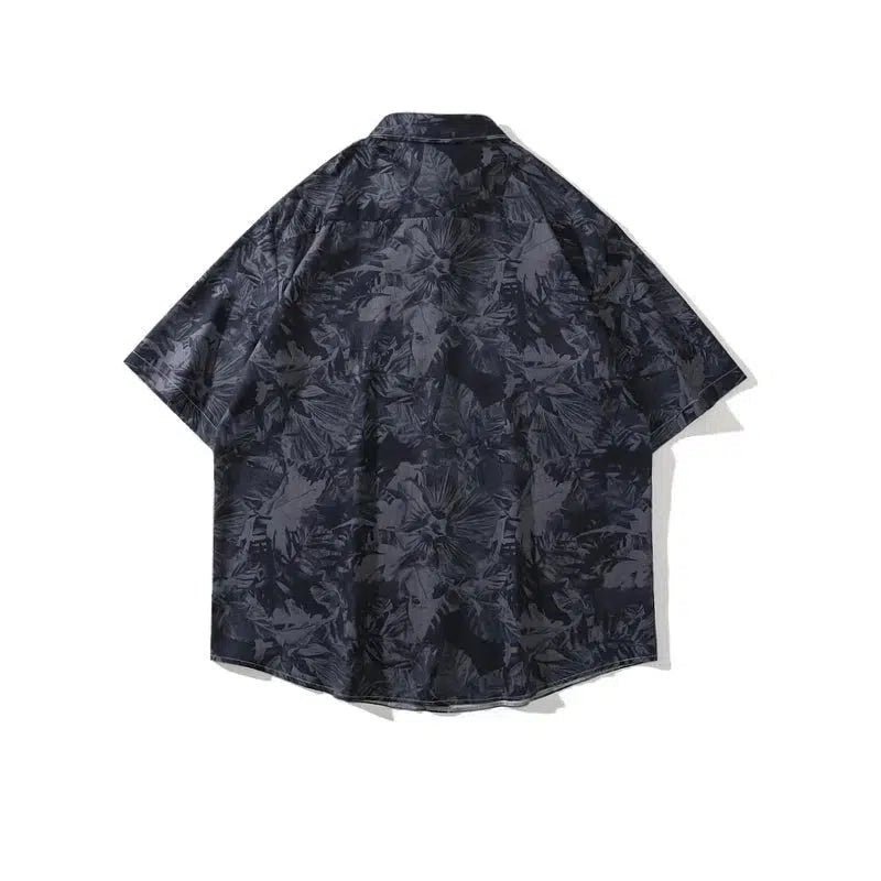 Black Short Sleeve Beach Shirt