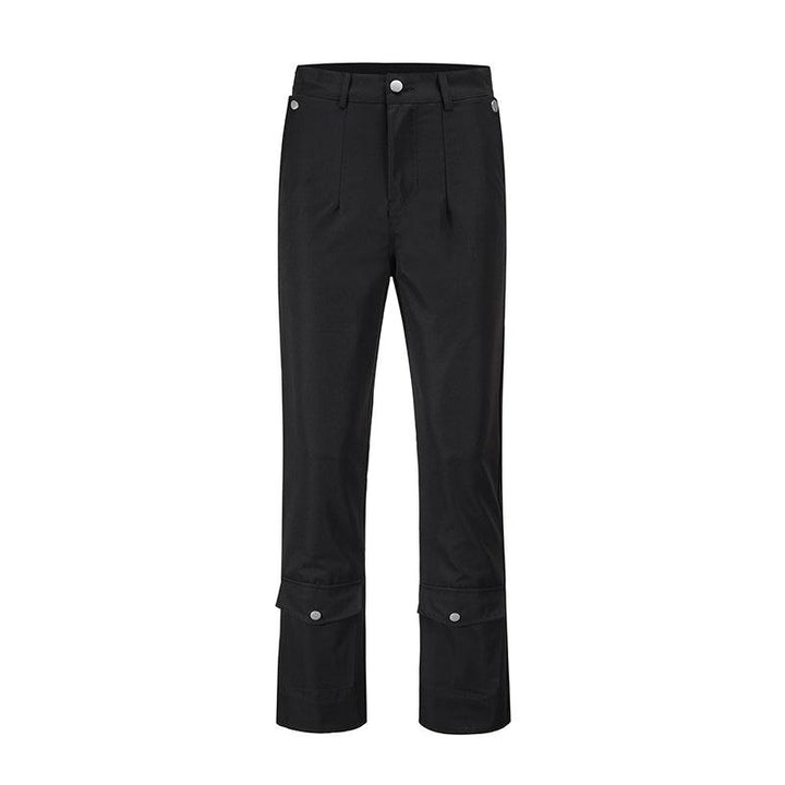 Black Slim Fit Zipper Straight Leg Pants