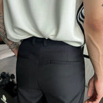 Black Slit Slim Suit Pants