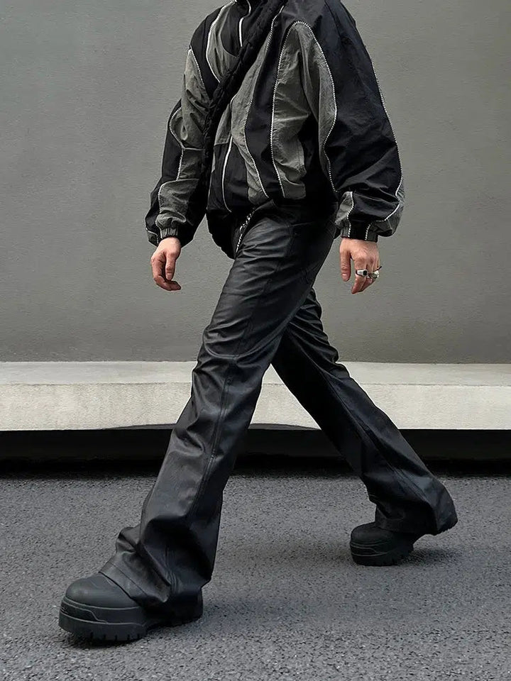 Black Straight-leg PU Leather Pants