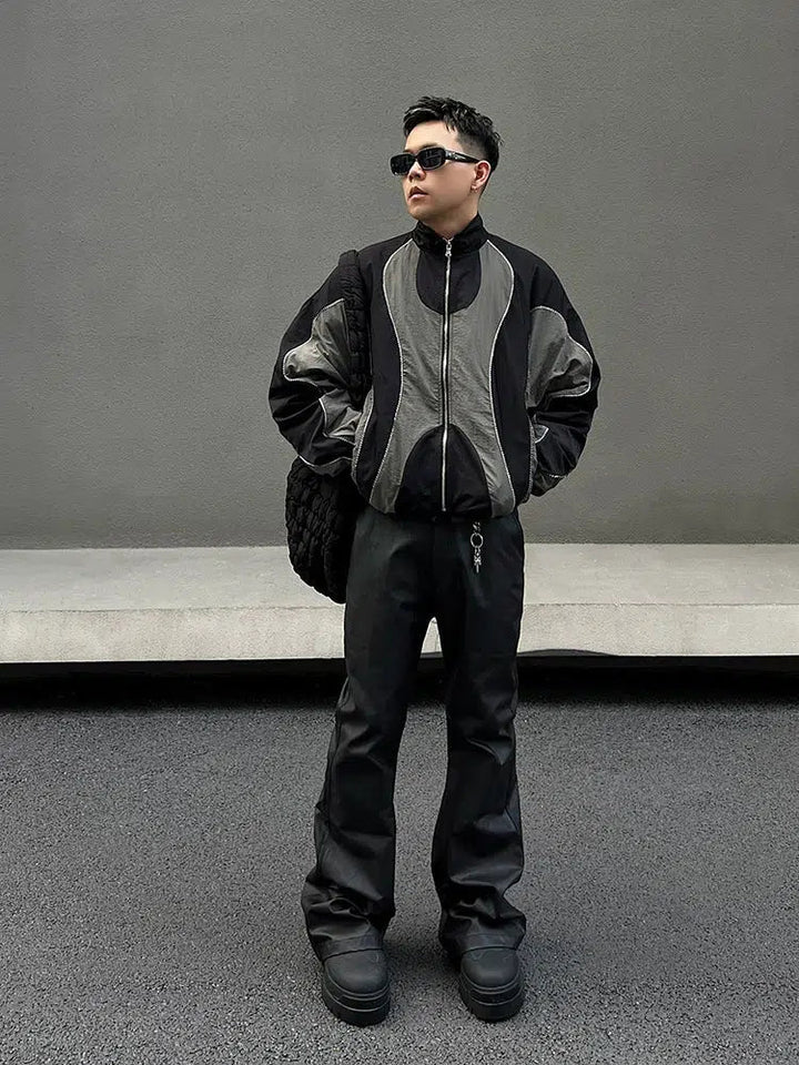Black Straight-leg PU Leather Pants