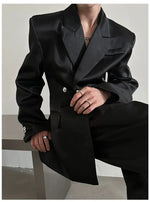 Black Suit Padded Shoulders Jacket