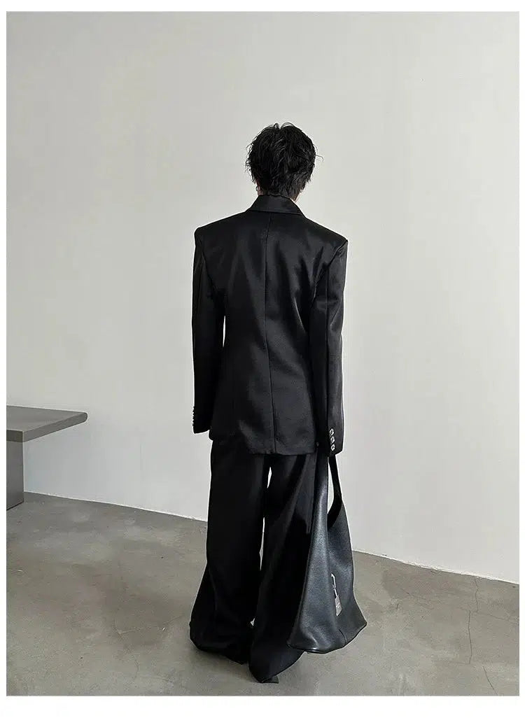 Black Suit Padded Shoulders Jacket